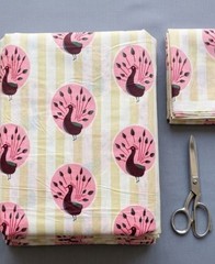 Home Sewing Fabric Cotton By Yard Indian Peacock Print Handmade Craft Material