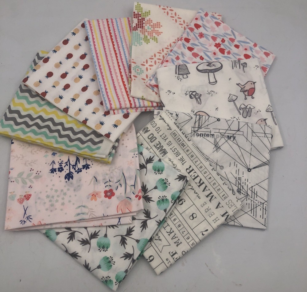 10 Piece Fat Quarters by Dear Stella for Hawthorne Supply Co Birds Pineapple