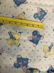 VTG Nursery Print Baby Lambs Blue & Yellow Hearts Princess House #204 BTFQ