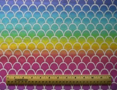1/4 yard cotton fabric Fabric Traditions Fish Scales Mermaid Ombre Rainbow