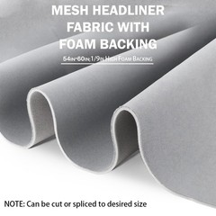 Kefly Gray Mesh Headliner Fabric 54 L × 60 W with Foam Backing, Auto Interior Ro