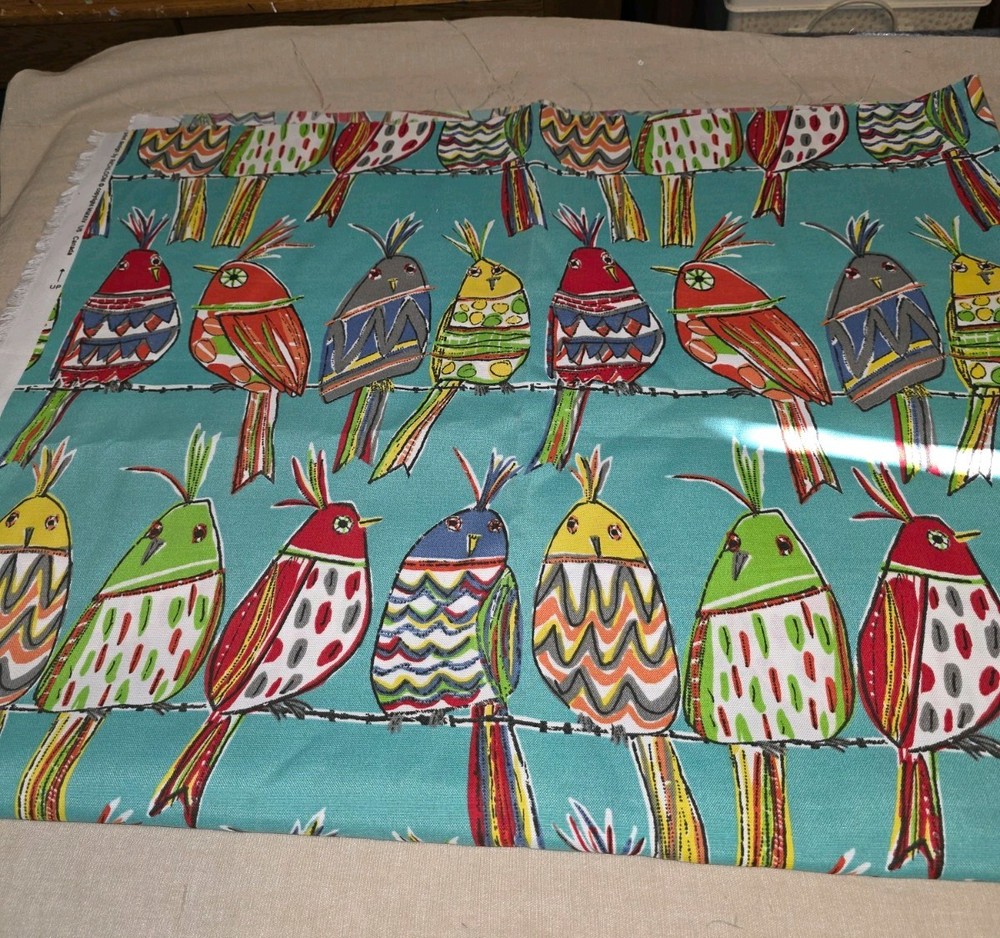 Richloom Sitting Birds Outdoor Fabric, Multi-Color, Water-Resistant, 43″ x 54″