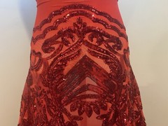 RED 4way Stretch Sequins Fabric 50” Width Sold By The Yard