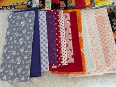 11 Pound Lot COTTON Quilt Fabric Fat Quarters and Larger, Squares, and Strips