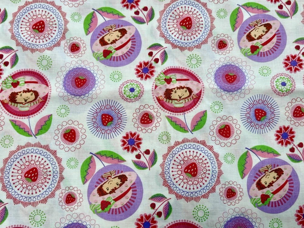 VINTAGE 2004 Strawberry Shortcake on White – Fat Eighth: 9” x 21”