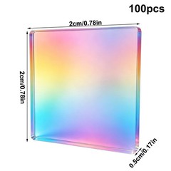 100 Pc Double-sided Rainbow Acrylic Sheets Mini Holographic Acrylic Blocks