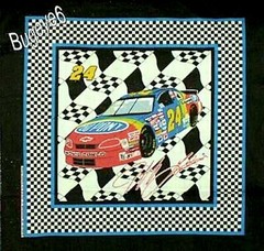Race Car Fabric Jeff Gordon # 24 Nascar Checkered flag Masks Bandana DIY Craft