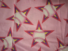 pink baseball sports fun fabric 10.5 x 8 inch new
