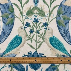 Covington GUINEVERE Bird Floral ROBINS EGG Blue Linen Drapery Pillow Fabric BTY