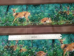 Endeering BTY P&B Textile Deer Doe Fawn Flowers Woods Stripe Teal Green Brown
