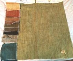 Vintage VALDESE WEAVERS Hopper Leaf 25 1/2″ Green Herringbone Woven Fabric