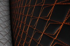 Orange Vinyl Grain Quilted Faux Leather Upholstery Fabric | Butterfly 55″ w Foam