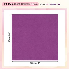21Pcs 4″ x 4″ Solid Color Cotton Fabric Bundles Precut Fabric Purple White