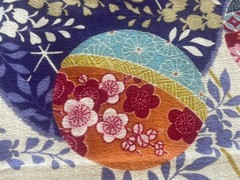 Fabric Remnant 19×46 Colorful Asian Vibe Ball Ornament Swoosh Floral Heart