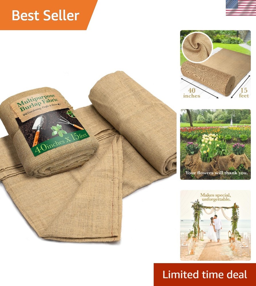 Versatile 40″ x 15 Feet Burlap Roll – Durable Jute Fabric for Events and Crafts