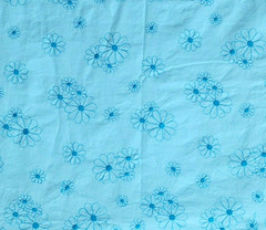 Blue Floral Embroidered Fabric Cotton? Stitched Daisy Flowers Spring 55×78 Boho