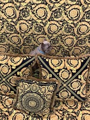 5 METERS BAROCCO GOLD BLACK VERSACE UPHOLSTERY FABRIC HOME GOODS FURNISHINGS