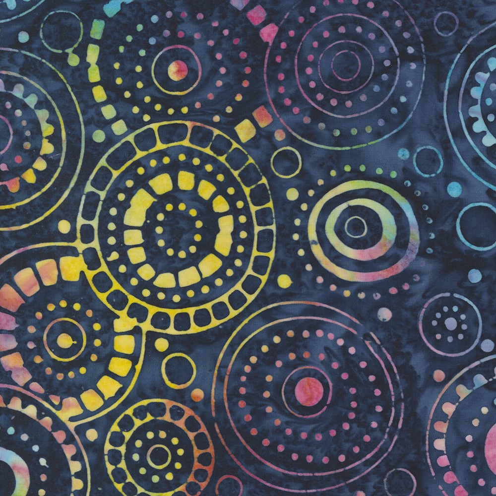MAMBO BATIKS 4365 33 Blue Multi Space Circles MODA BATIKS Quilt Fabric