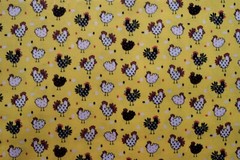 Fabric Traditions Red Black White Chickens Hens Roosters 1/4 yard cotton fabric