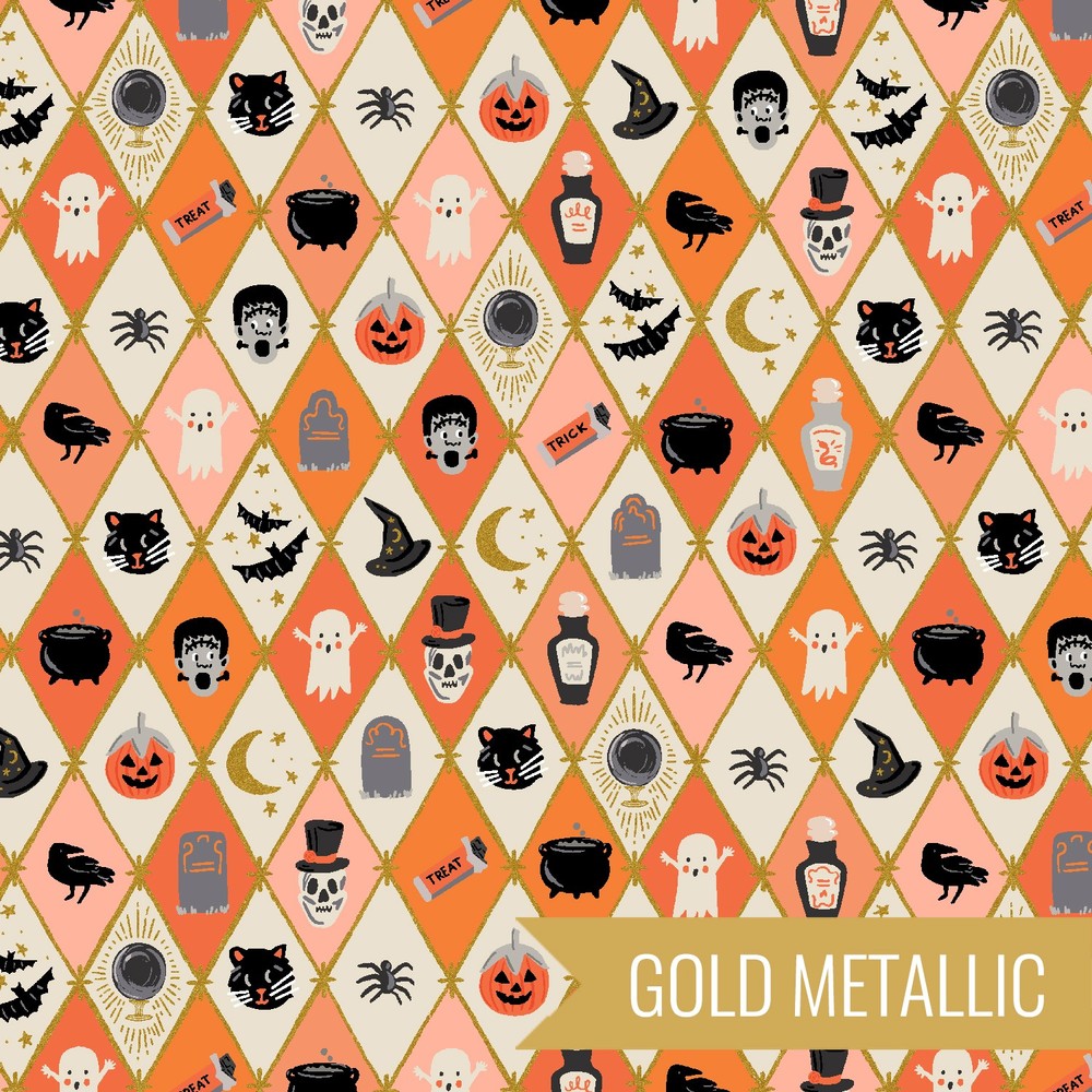 Argyle in Orange Metallic | Halloween II | Cotton+Steel