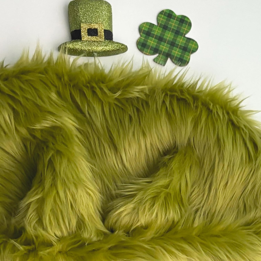 Bianna Olive Green Faux Fur Fabric, by the Yard, American Seller, Luxury Shag Sh
