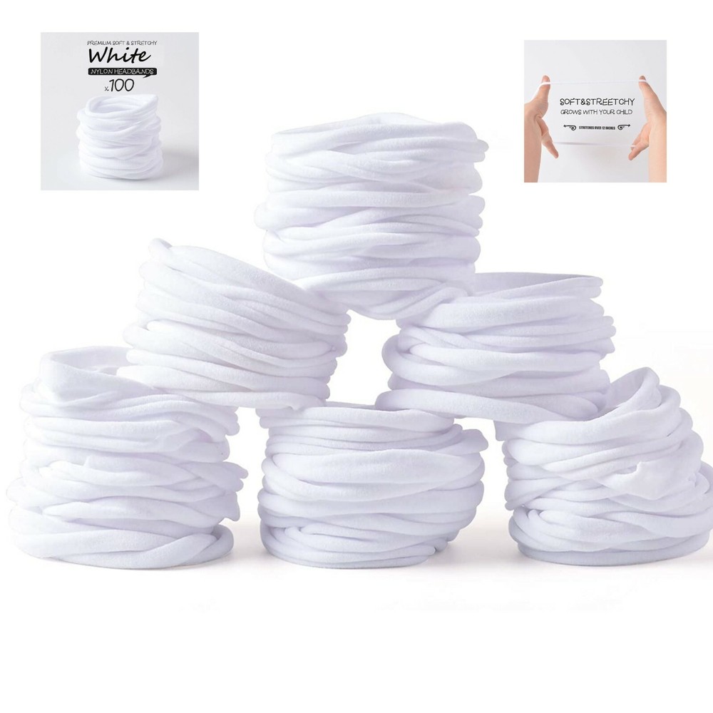 100 PCS Baby Nylon Headbands Hairbands Hair Bow Elastics for Baby Girls