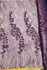 Plum Purple Floral Sequin Embroidery on Mesh Prom Sequin Fabric “Luxury Wavy”