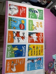23″ x 44″ CELEBRATE SEUSS! Cotton Fabric Panel 7″x10″ Book Cover Blocks 15668