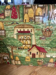 Vintage South Sea Imports “Hanna’s Honey Farm” 7+ Yards Whimsical Folk Art