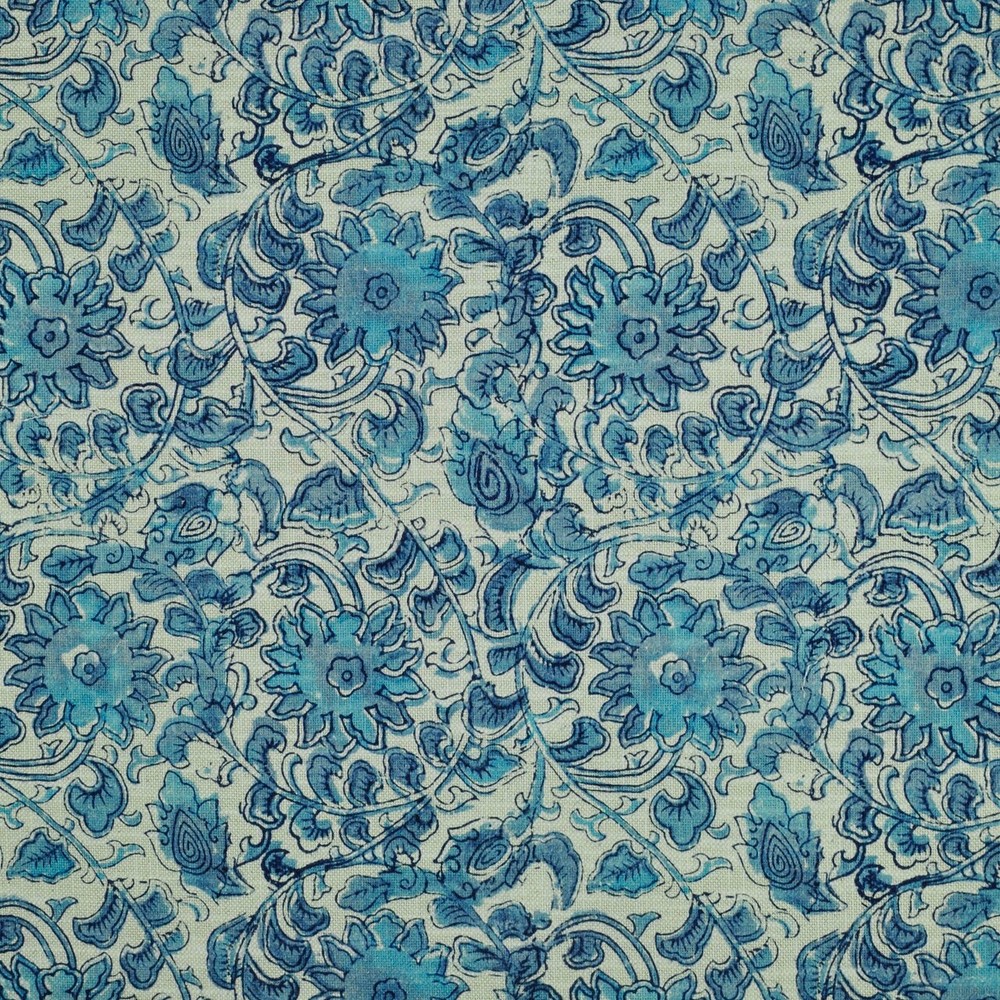 P Kaufmann MANADO GEYSER Cotton Blend Blue Floral Drapery Uph Fabric