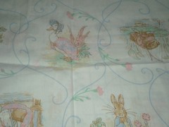 Vintage 1992 BEATRIX POTTER Peter Rabbit Fabric Frederick Warne 33″ L x 44″ W