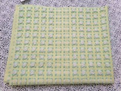 Phantom Rosebud Vintage Chenille Bedspread Fabric Yellow White 20×24″ Piece