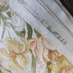 New Vtg 5th Avenue Designs Screen Printed Rayon Acetate Fabric 13 Yards Floral