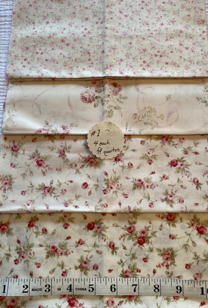 Lot of 4 Fat Quarters 100% Cotton Fabric 18 x 22 inches – Vintage (pre 2000)