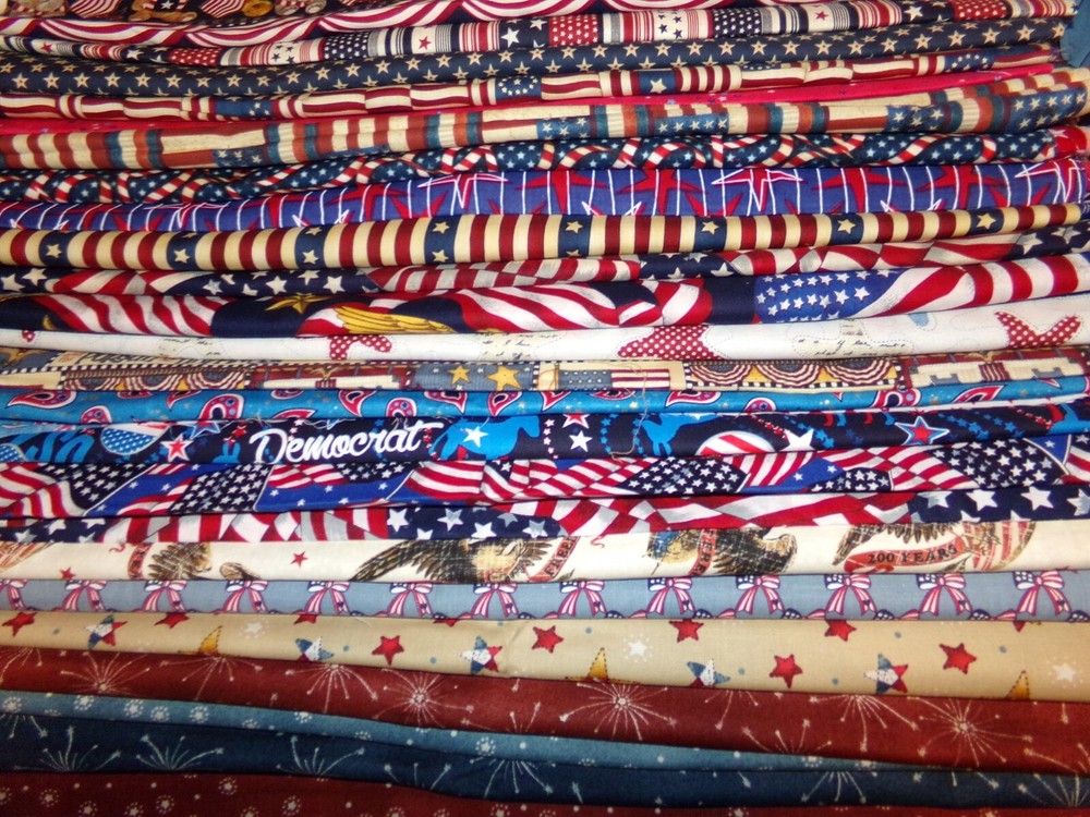 2 PC sets AMERICANA star USA stripe Cotton Fabric U-PICK READ info 1/2 yd total