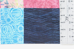 12 pink and blue 5″ quilt charm squares- BATIK- 100% Cotton –