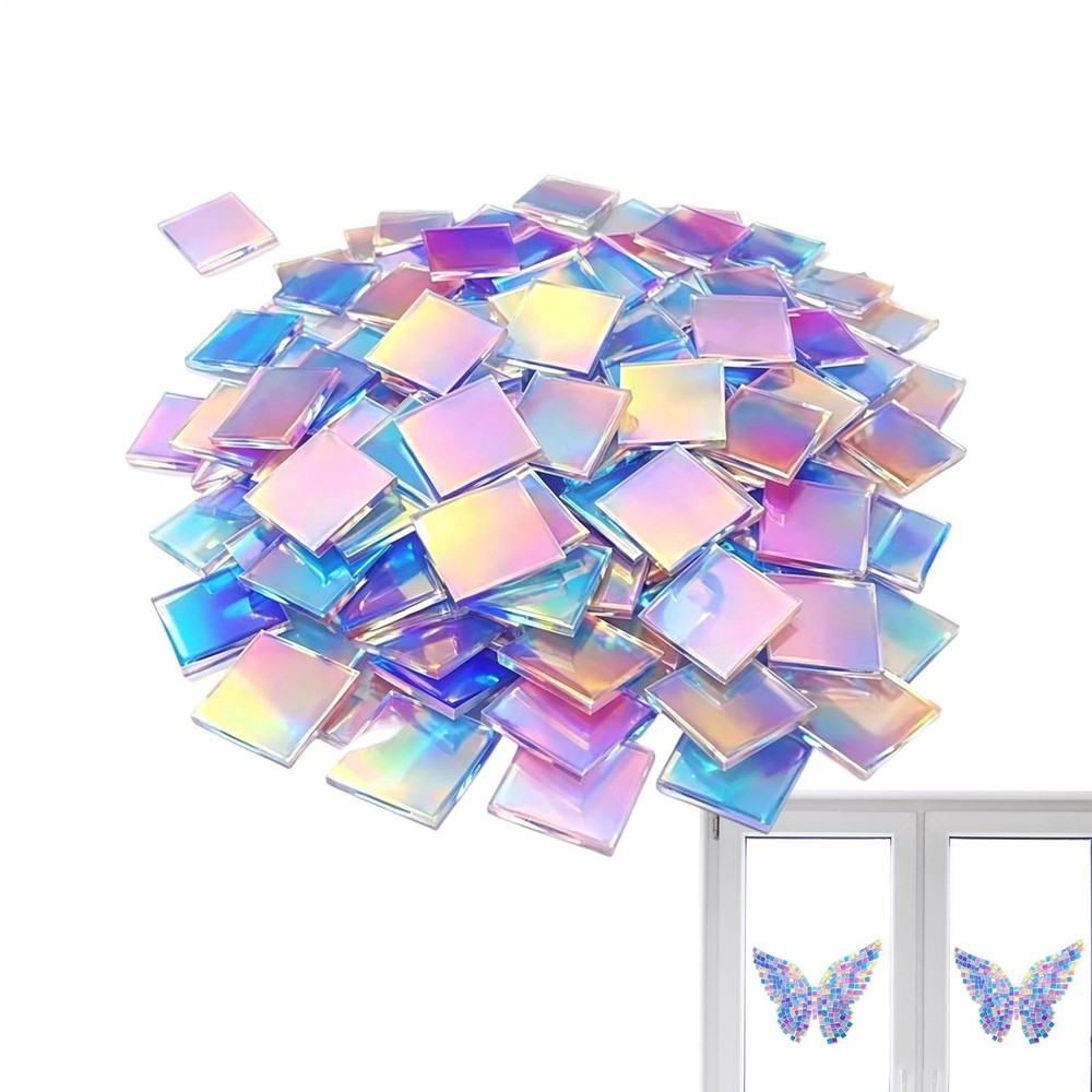 100 Pc Double-sided Rainbow Acrylic Sheets Mini Holographic Acrylic Blocks