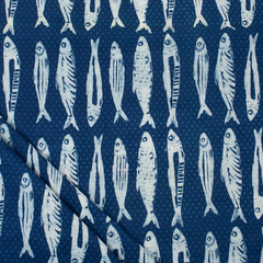 Indian Indigo Blue Block print Cotton Fabric, curtain fabric, dress material