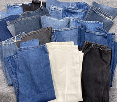 Denim Jeans Leg Fabric Scraps Craft Quilt DIY Upcycle Sew Project 10Lb Lot