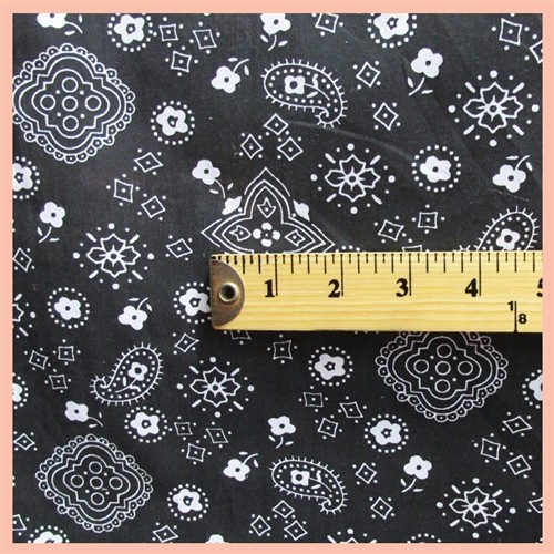 BANDANNA BLACK POLY COTTON FABRIC 58″ WIDE FREE SHIPPING 5 YARDS