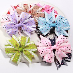 Printed Daisy Sunflower Dot Ribbed Strap Fishtail Bow Hair Children’s Headdress