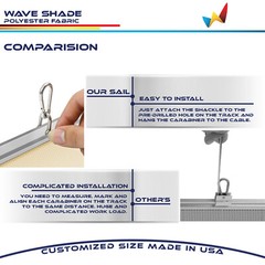 Waterproof Retractable Pergola Replacement Shade Cover Wave Sail Awning-Beige