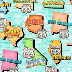 Route 66 Maps – 1 yard price! – Continuous yards available.