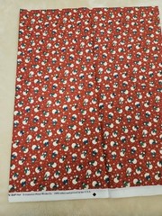 Vintage Cranston Snowman Print Christmas Fabric Brick Red 100% Cotton One Yard