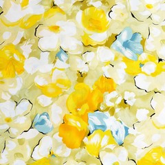 55” Wide By Yard Yellow Flower Rayon Fabric Viscose Material For Dress Sewing