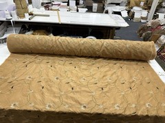 FAUX SILK FLOWERS EMBROIDERED~DRAPERY UPHOLSTERY Sold By The Yard