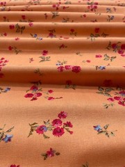 Peach with Floral Linen & Rayon Blend Fabric