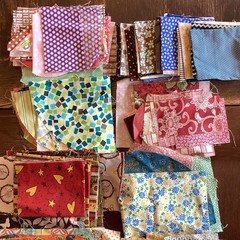Cotton Quilting Fabric Scraps Lot, Multicolor Assorted Pattern Squares, 1 Pound