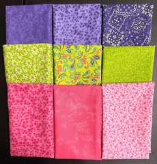 Pink, Purple, Lime Fat Quarters – 9 Designs