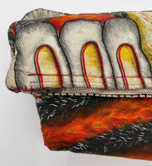 Vintage Multicolor Tiger Cut N Sew Panel Finished Unstuffed Pillow 1960s